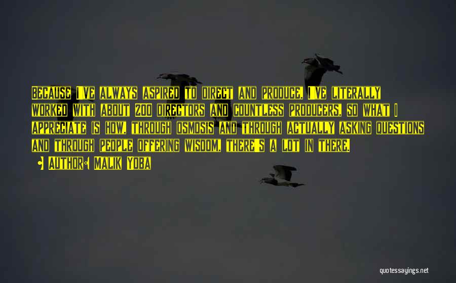 Malik Yoba Quotes: Because I've Always Aspired To Direct And Produce, I've Literally Worked With About 200 Directors And Countless Producers, So What