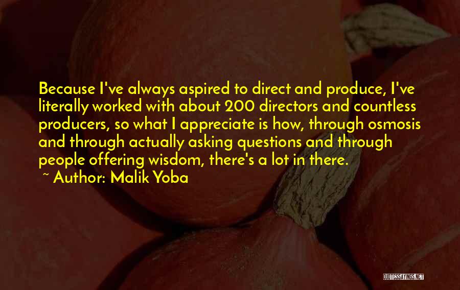 Malik Yoba Quotes: Because I've Always Aspired To Direct And Produce, I've Literally Worked With About 200 Directors And Countless Producers, So What