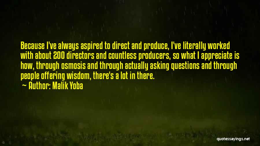 Malik Yoba Quotes: Because I've Always Aspired To Direct And Produce, I've Literally Worked With About 200 Directors And Countless Producers, So What