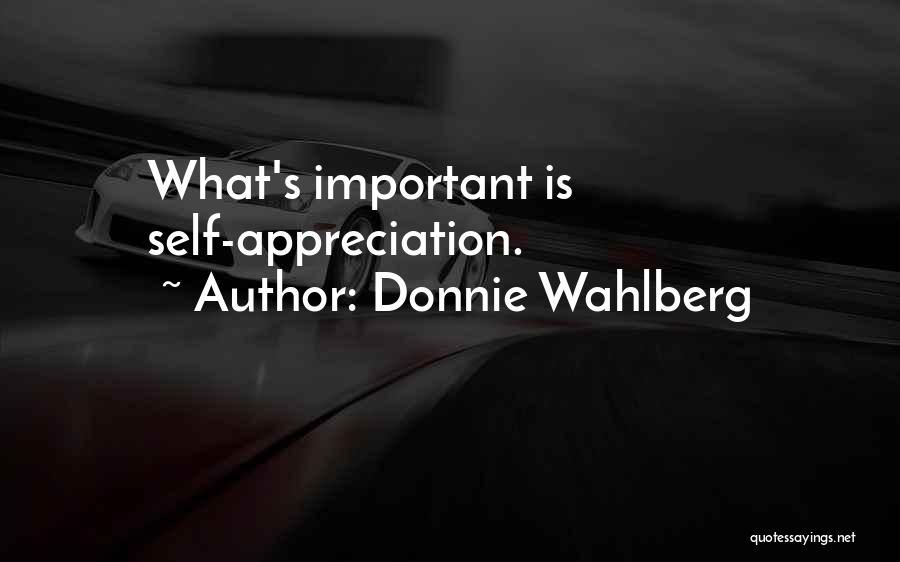 Donnie Wahlberg Quotes: What's Important Is Self-appreciation.