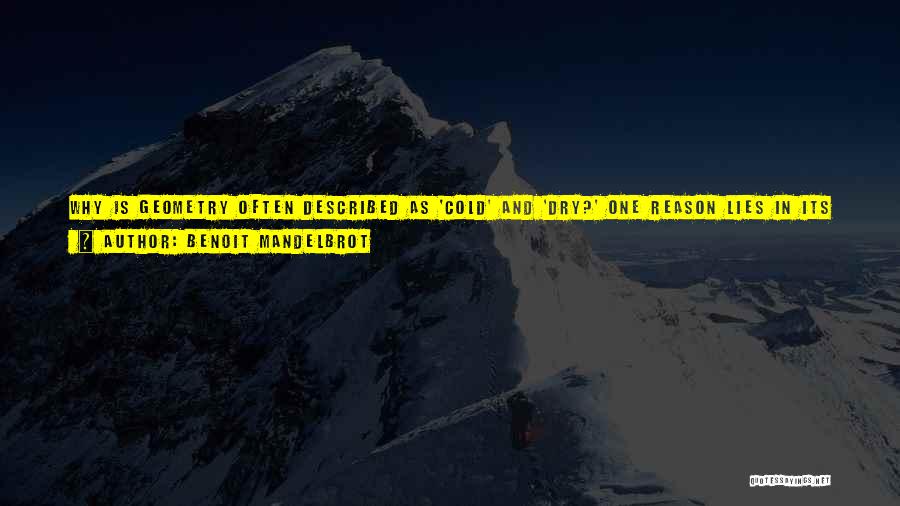 Benoit Mandelbrot Quotes: Why Is Geometry Often Described As 'cold' And 'dry?' One Reason Lies In Its Inability To Describe The Shape Of