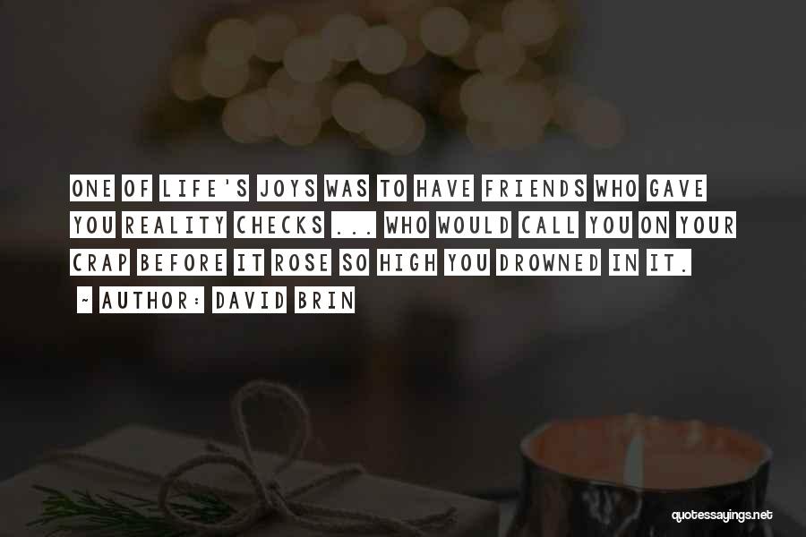 David Brin Quotes: One Of Life's Joys Was To Have Friends Who Gave You Reality Checks ... Who Would Call You On Your