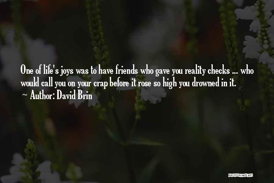 David Brin Quotes: One Of Life's Joys Was To Have Friends Who Gave You Reality Checks ... Who Would Call You On Your