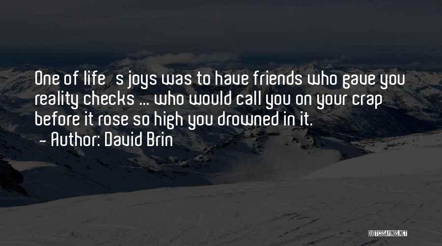 David Brin Quotes: One Of Life's Joys Was To Have Friends Who Gave You Reality Checks ... Who Would Call You On Your