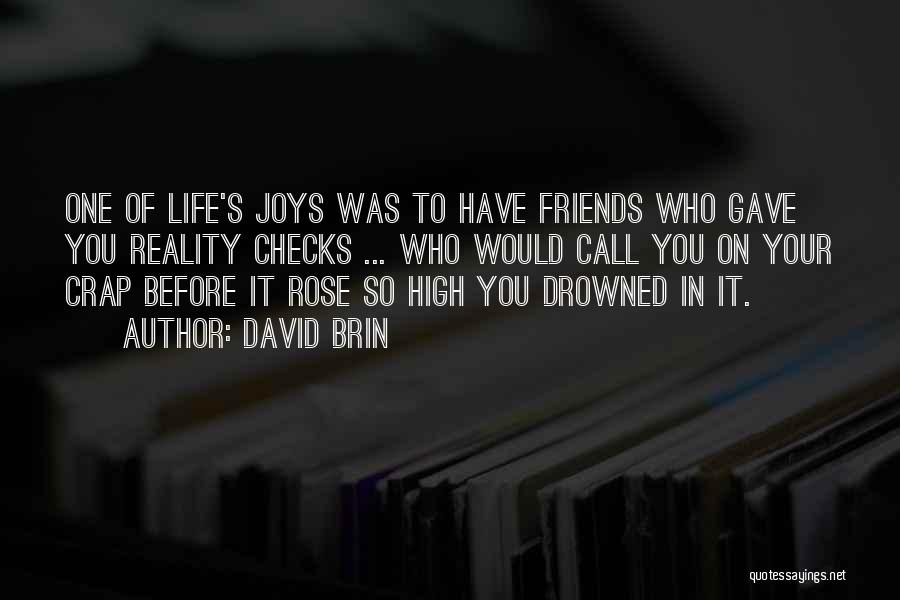 David Brin Quotes: One Of Life's Joys Was To Have Friends Who Gave You Reality Checks ... Who Would Call You On Your