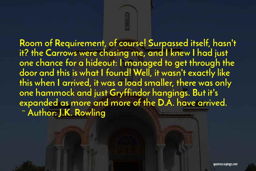 J.K. Rowling Quotes: Room Of Requirement, Of Course! Surpassed Itself, Hasn't It? The Carrows Were Chasing Me, And I Knew I Had Just