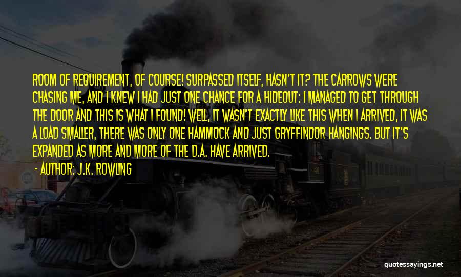 J.K. Rowling Quotes: Room Of Requirement, Of Course! Surpassed Itself, Hasn't It? The Carrows Were Chasing Me, And I Knew I Had Just