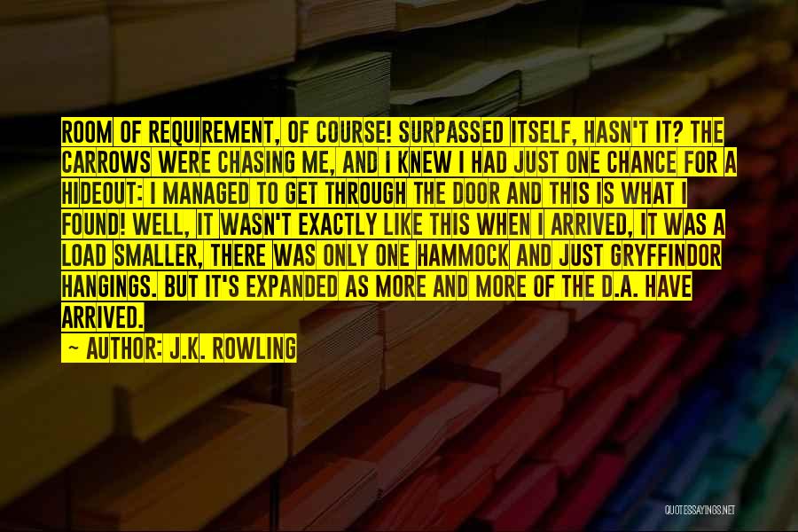 J.K. Rowling Quotes: Room Of Requirement, Of Course! Surpassed Itself, Hasn't It? The Carrows Were Chasing Me, And I Knew I Had Just