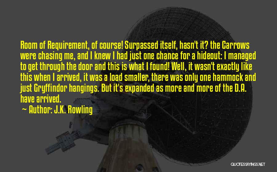 J.K. Rowling Quotes: Room Of Requirement, Of Course! Surpassed Itself, Hasn't It? The Carrows Were Chasing Me, And I Knew I Had Just