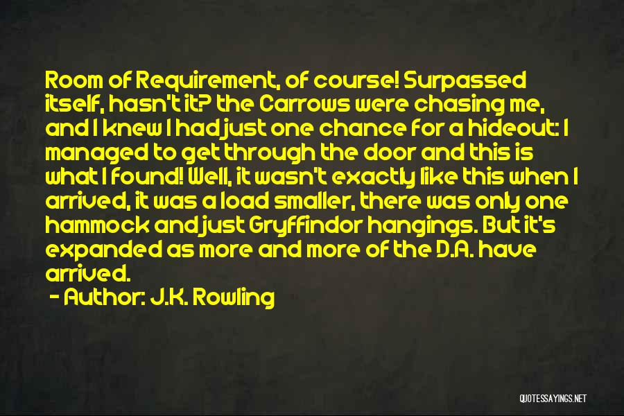 J.K. Rowling Quotes: Room Of Requirement, Of Course! Surpassed Itself, Hasn't It? The Carrows Were Chasing Me, And I Knew I Had Just