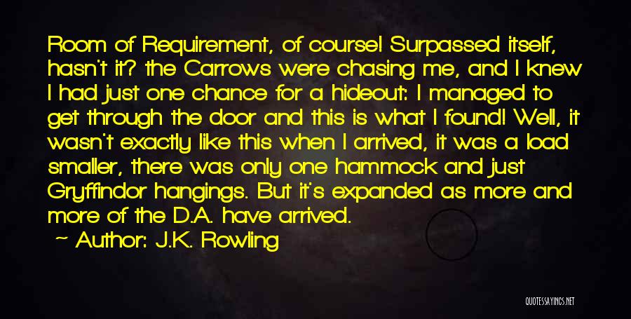 J.K. Rowling Quotes: Room Of Requirement, Of Course! Surpassed Itself, Hasn't It? The Carrows Were Chasing Me, And I Knew I Had Just