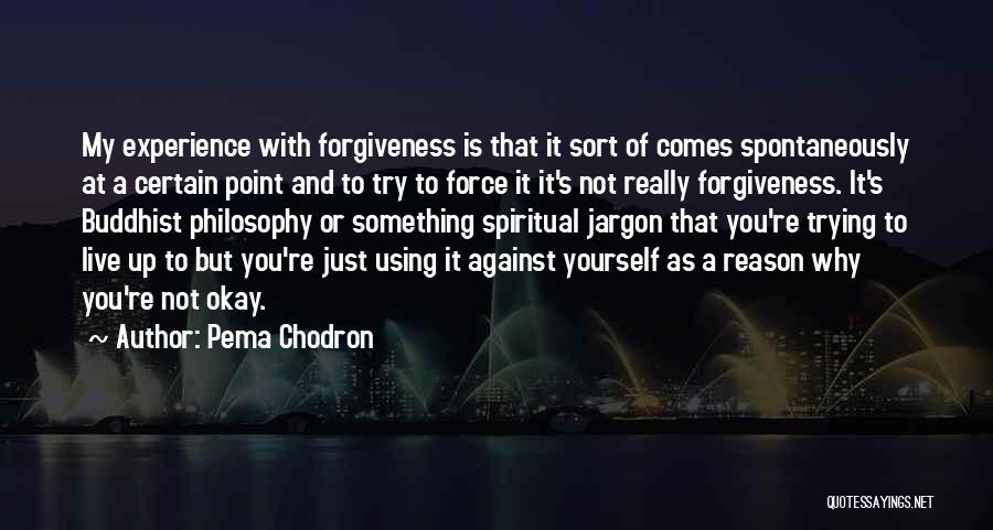 Pema Chodron Quotes: My Experience With Forgiveness Is That It Sort Of Comes Spontaneously At A Certain Point And To Try To Force