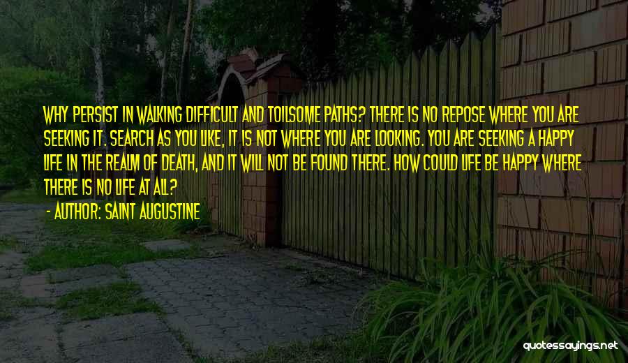 Saint Augustine Quotes: Why Persist In Walking Difficult And Toilsome Paths? There Is No Repose Where You Are Seeking It. Search As You