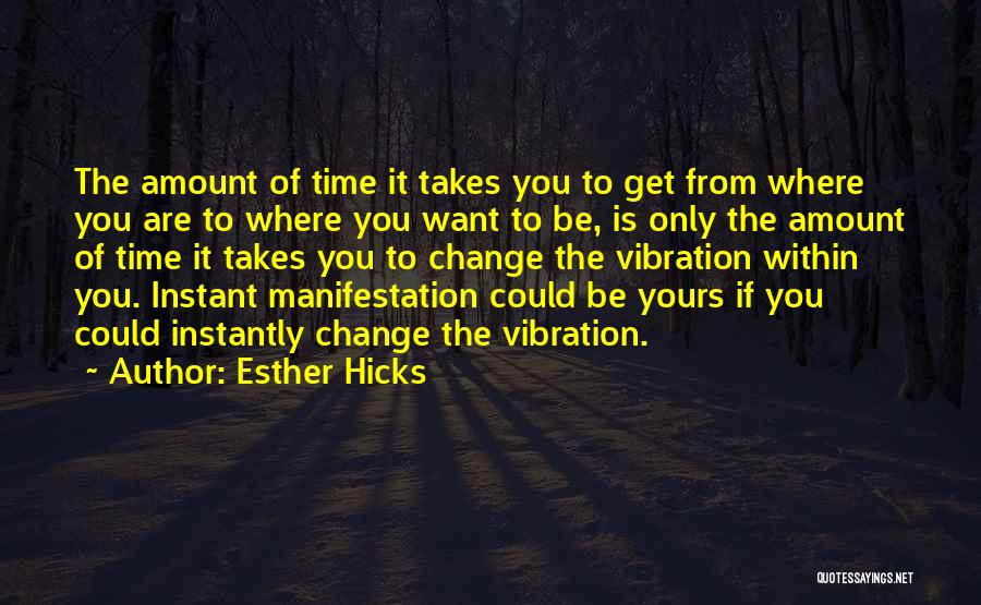 Esther Hicks Quotes: The Amount Of Time It Takes You To Get From Where You Are To Where You Want To Be, Is