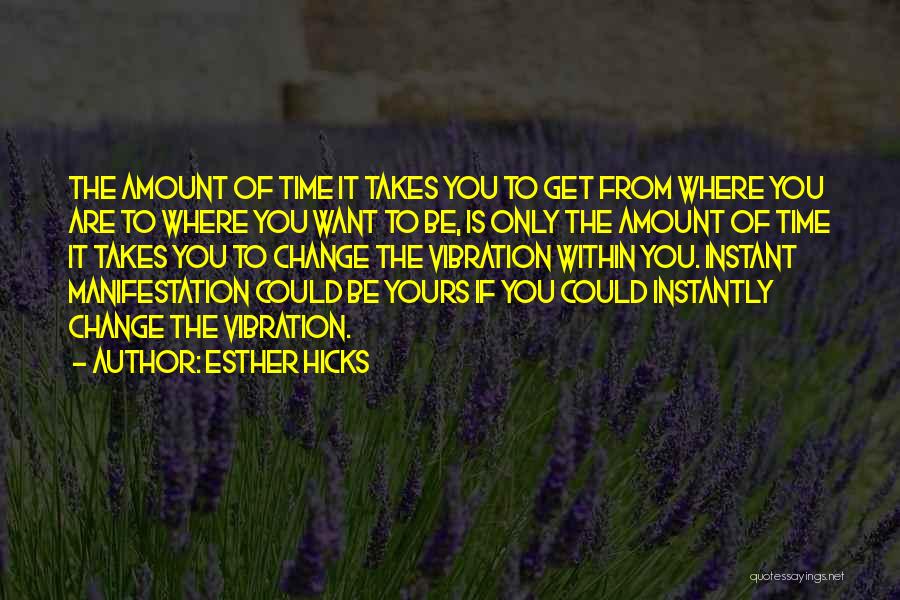 Esther Hicks Quotes: The Amount Of Time It Takes You To Get From Where You Are To Where You Want To Be, Is