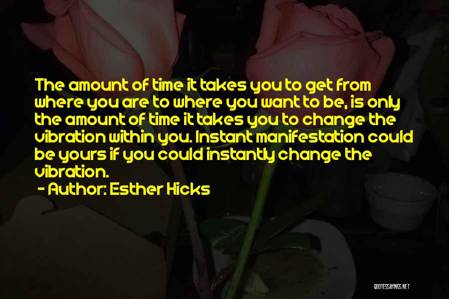 Esther Hicks Quotes: The Amount Of Time It Takes You To Get From Where You Are To Where You Want To Be, Is