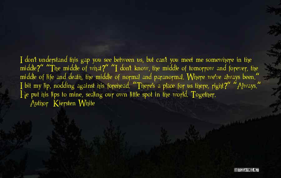 Kiersten White Quotes: I Don't Understand This Gap You See Between Us, But Can't You Meet Me Somewhere In The Middle? The Middle