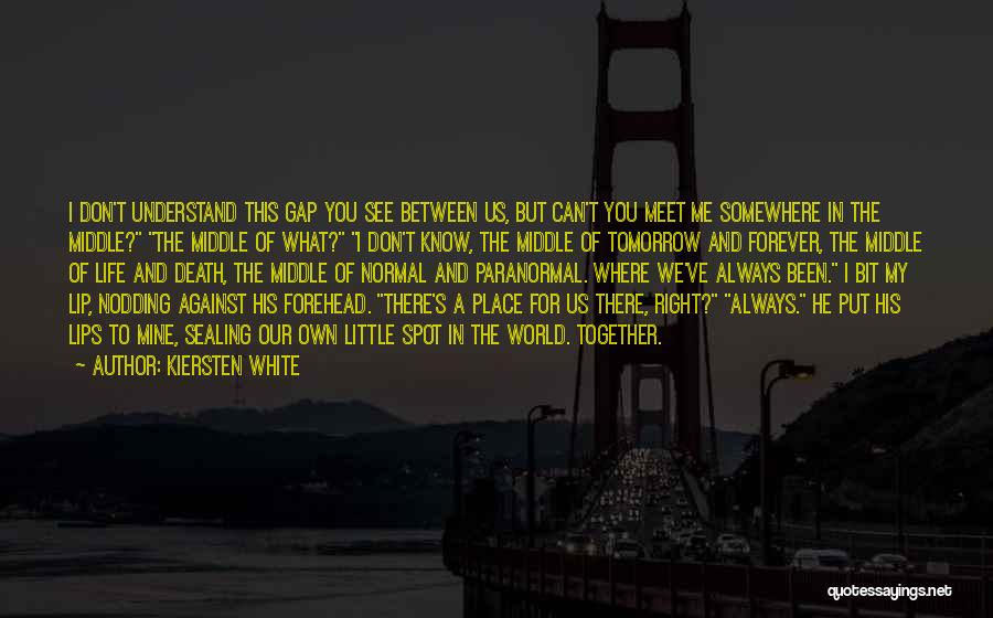 Kiersten White Quotes: I Don't Understand This Gap You See Between Us, But Can't You Meet Me Somewhere In The Middle? The Middle