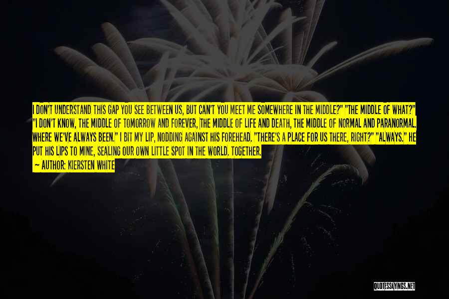Kiersten White Quotes: I Don't Understand This Gap You See Between Us, But Can't You Meet Me Somewhere In The Middle? The Middle