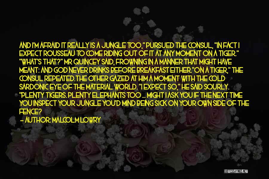 Malcolm Lowry Quotes: And I'm Afraid It Really Is A Jungle Too, Pursued The Consul, In Fact I Expect Rousseau To Come Riding
