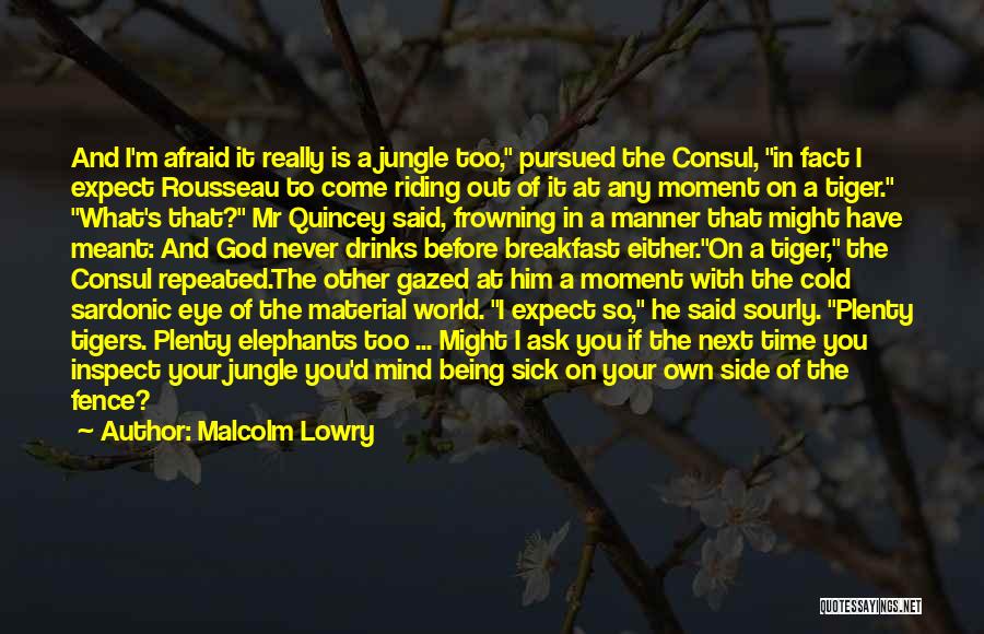 Malcolm Lowry Quotes: And I'm Afraid It Really Is A Jungle Too, Pursued The Consul, In Fact I Expect Rousseau To Come Riding