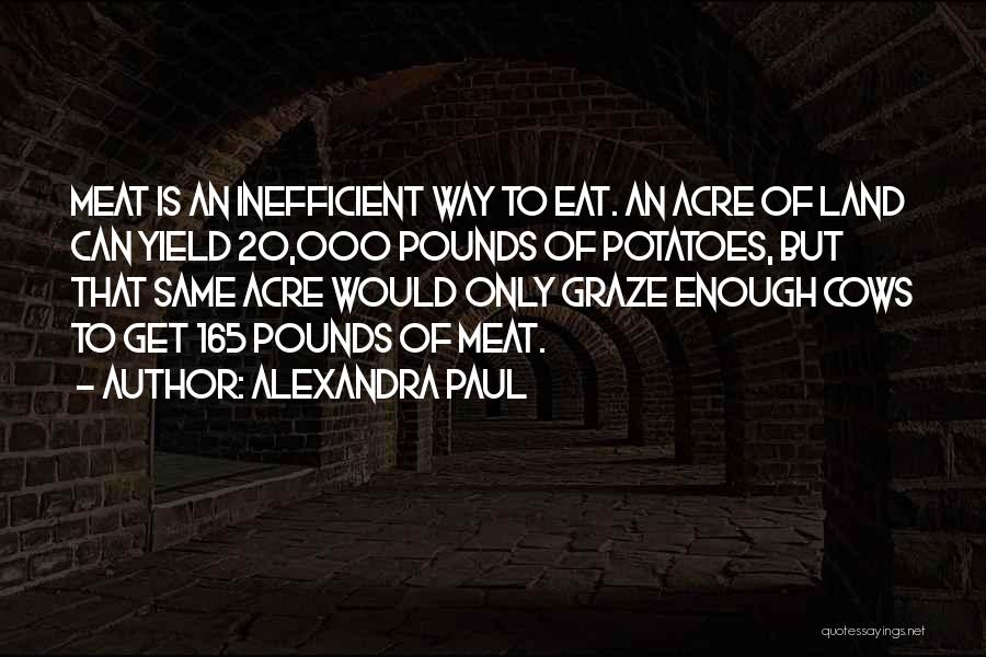 Alexandra Paul Quotes: Meat Is An Inefficient Way To Eat. An Acre Of Land Can Yield 20,000 Pounds Of Potatoes, But That Same