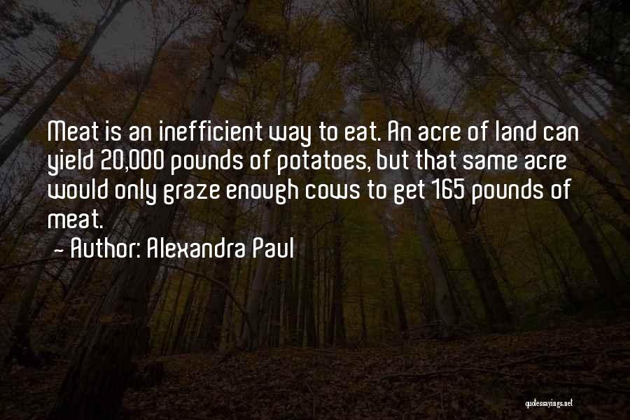 Alexandra Paul Quotes: Meat Is An Inefficient Way To Eat. An Acre Of Land Can Yield 20,000 Pounds Of Potatoes, But That Same