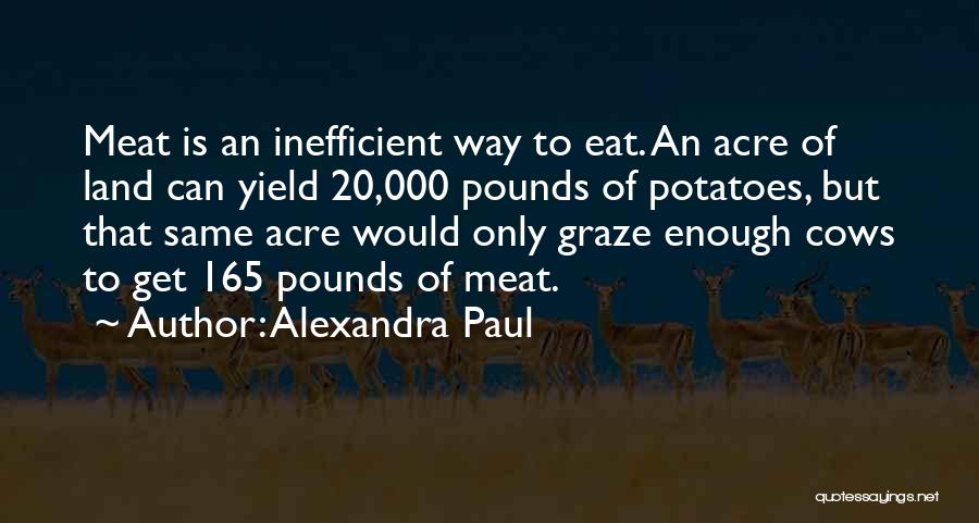 Alexandra Paul Quotes: Meat Is An Inefficient Way To Eat. An Acre Of Land Can Yield 20,000 Pounds Of Potatoes, But That Same