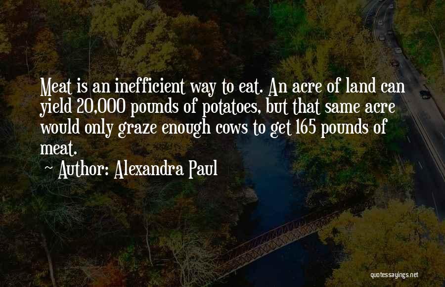 Alexandra Paul Quotes: Meat Is An Inefficient Way To Eat. An Acre Of Land Can Yield 20,000 Pounds Of Potatoes, But That Same