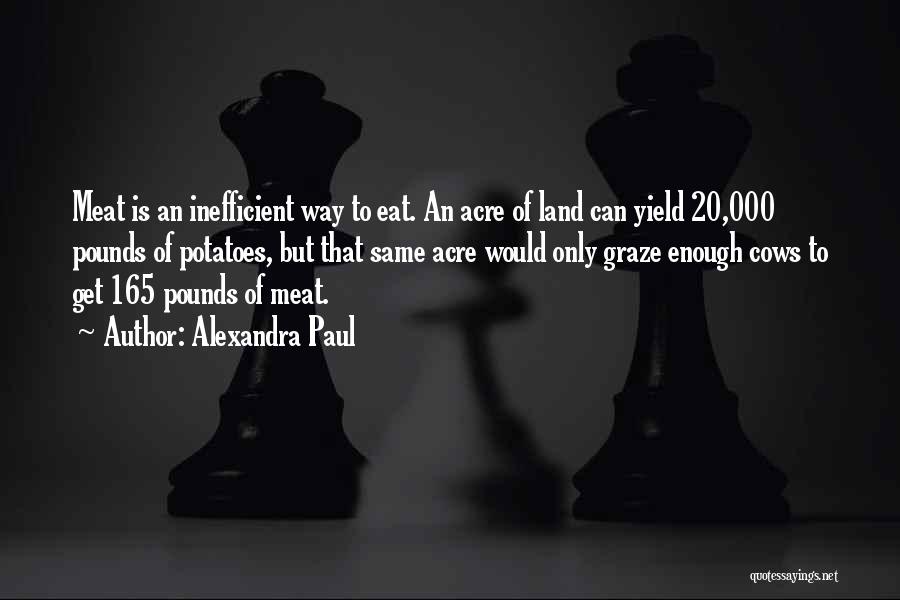 Alexandra Paul Quotes: Meat Is An Inefficient Way To Eat. An Acre Of Land Can Yield 20,000 Pounds Of Potatoes, But That Same