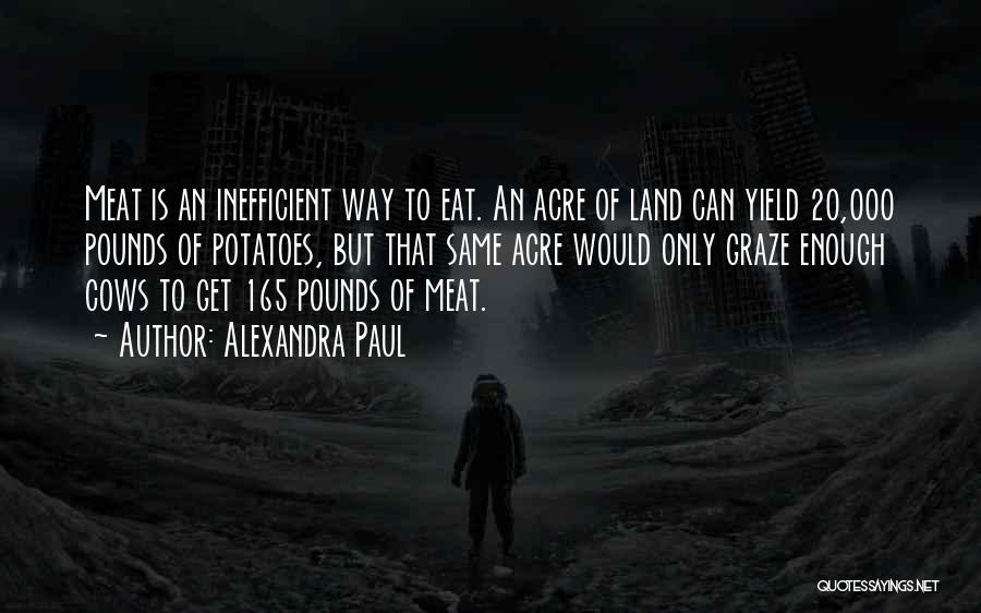 Alexandra Paul Quotes: Meat Is An Inefficient Way To Eat. An Acre Of Land Can Yield 20,000 Pounds Of Potatoes, But That Same