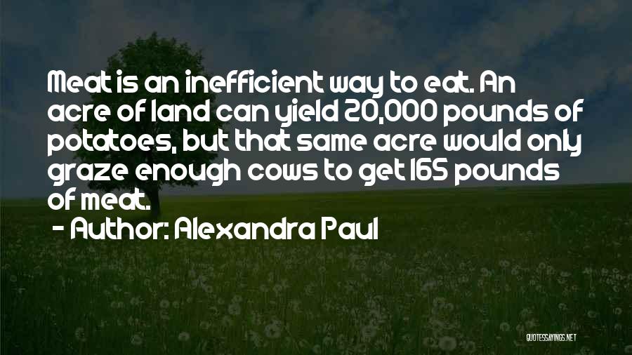 Alexandra Paul Quotes: Meat Is An Inefficient Way To Eat. An Acre Of Land Can Yield 20,000 Pounds Of Potatoes, But That Same