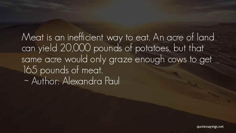 Alexandra Paul Quotes: Meat Is An Inefficient Way To Eat. An Acre Of Land Can Yield 20,000 Pounds Of Potatoes, But That Same