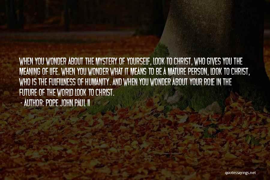 Pope John Paul II Quotes: When You Wonder About The Mystery Of Yourself, Look To Christ, Who Gives You The Meaning Of Life. When You