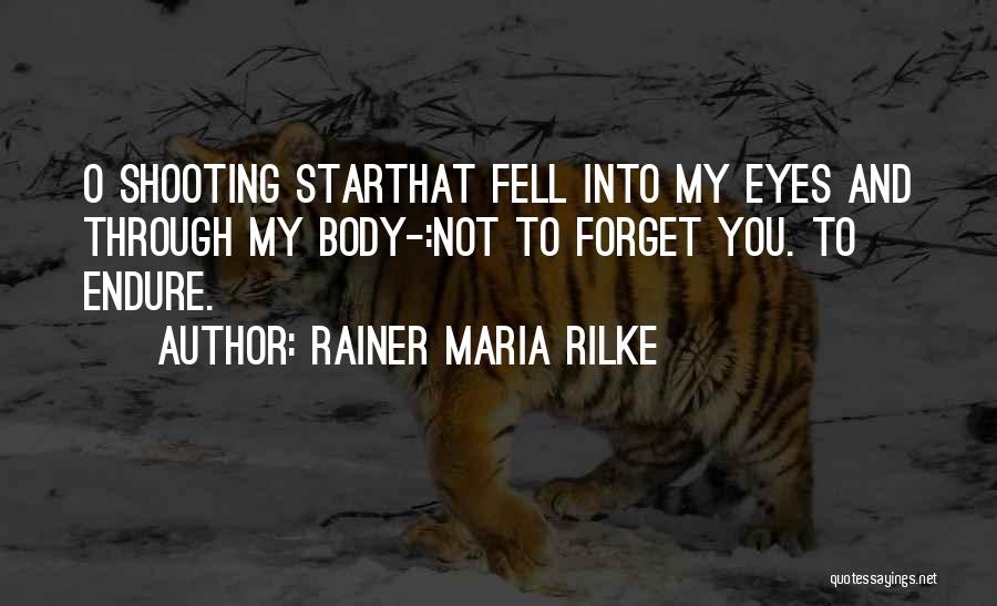 Rainer Maria Rilke Quotes: O Shooting Starthat Fell Into My Eyes And Through My Body-:not To Forget You. To Endure.