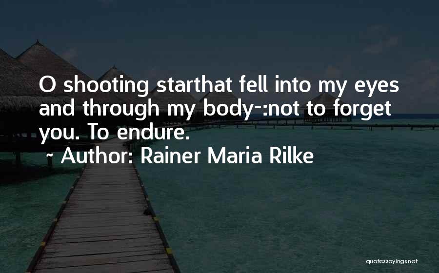 Rainer Maria Rilke Quotes: O Shooting Starthat Fell Into My Eyes And Through My Body-:not To Forget You. To Endure.
