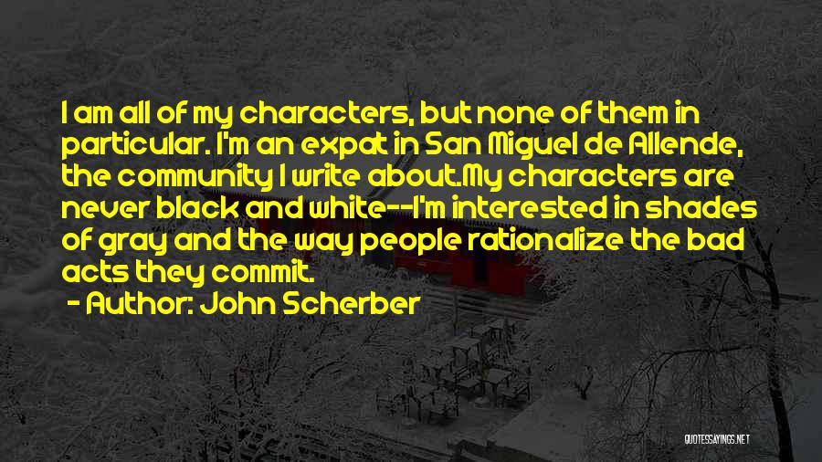 John Scherber Quotes: I Am All Of My Characters, But None Of Them In Particular. I'm An Expat In San Miguel De Allende,