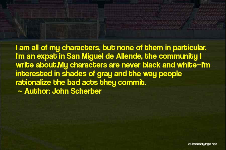 John Scherber Quotes: I Am All Of My Characters, But None Of Them In Particular. I'm An Expat In San Miguel De Allende,