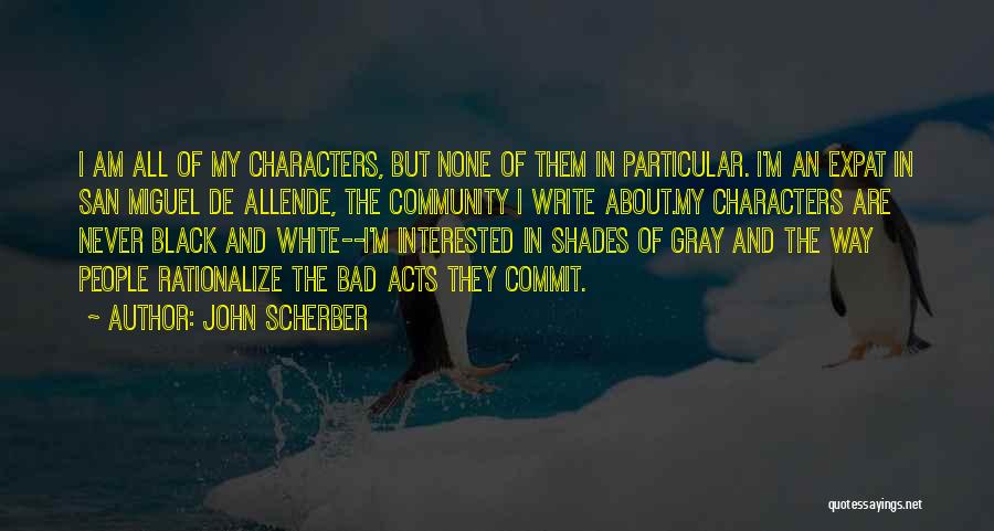 John Scherber Quotes: I Am All Of My Characters, But None Of Them In Particular. I'm An Expat In San Miguel De Allende,