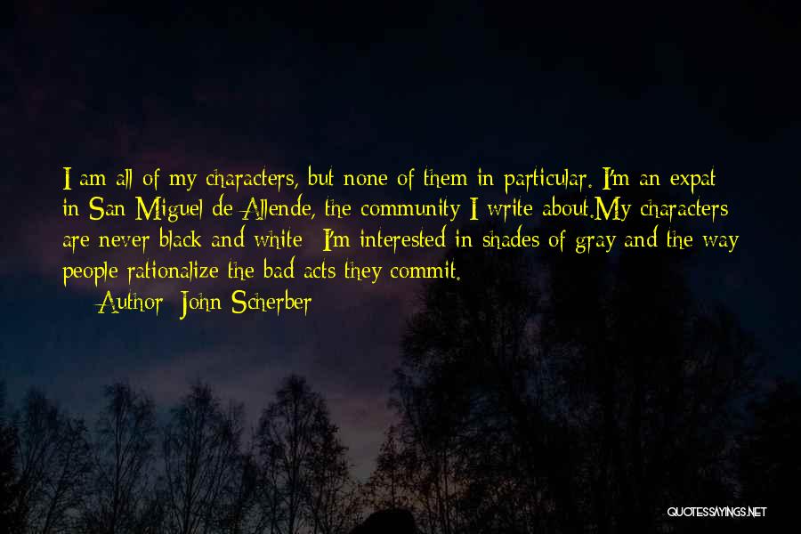 John Scherber Quotes: I Am All Of My Characters, But None Of Them In Particular. I'm An Expat In San Miguel De Allende,