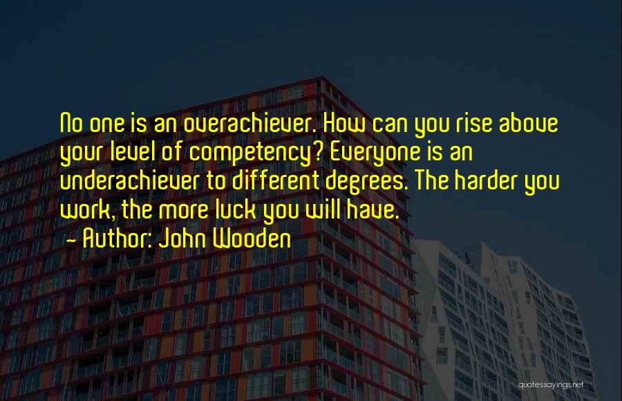 John Wooden Quotes: No One Is An Overachiever. How Can You Rise Above Your Level Of Competency? Everyone Is An Underachiever To Different