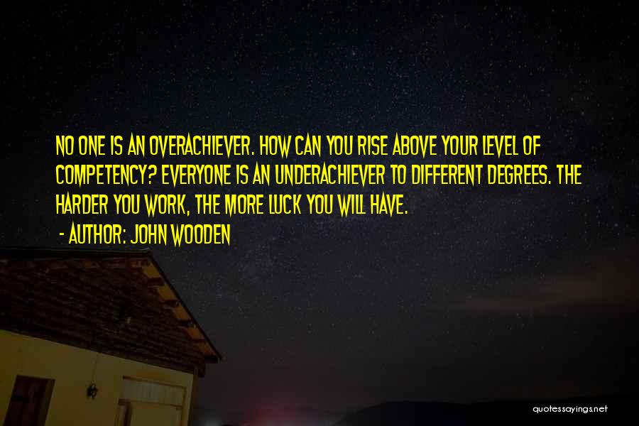 John Wooden Quotes: No One Is An Overachiever. How Can You Rise Above Your Level Of Competency? Everyone Is An Underachiever To Different