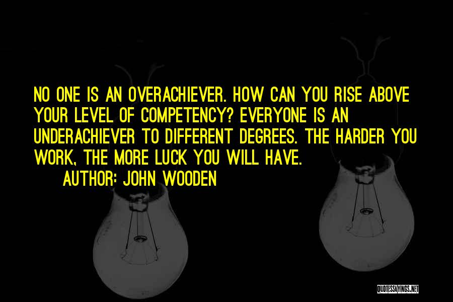 John Wooden Quotes: No One Is An Overachiever. How Can You Rise Above Your Level Of Competency? Everyone Is An Underachiever To Different