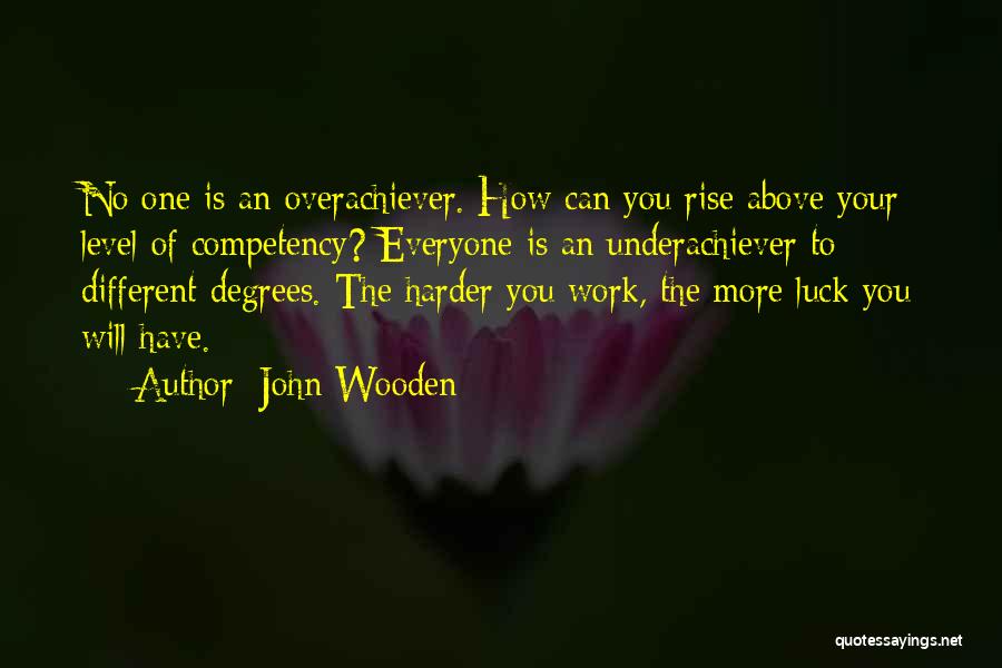 John Wooden Quotes: No One Is An Overachiever. How Can You Rise Above Your Level Of Competency? Everyone Is An Underachiever To Different