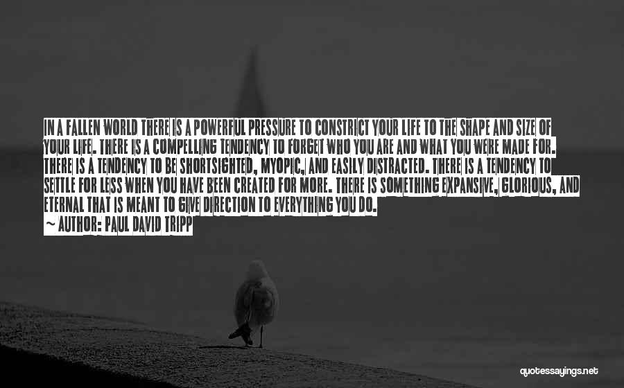 Paul David Tripp Quotes: In A Fallen World There Is A Powerful Pressure To Constrict Your Life To The Shape And Size Of Your