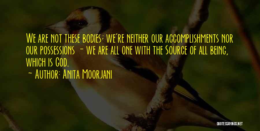 Anita Moorjani Quotes: We Are Not These Bodies; We're Neither Our Accomplishments Nor Our Possessions - We Are All One With The Source