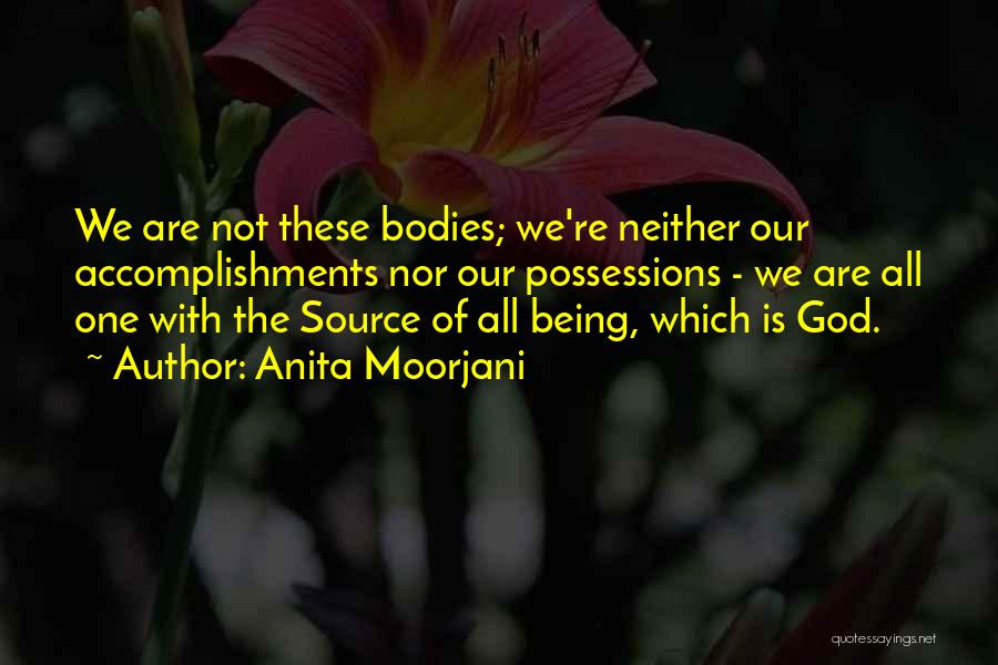 Anita Moorjani Quotes: We Are Not These Bodies; We're Neither Our Accomplishments Nor Our Possessions - We Are All One With The Source