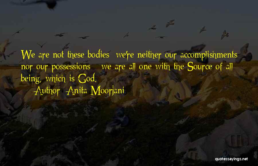 Anita Moorjani Quotes: We Are Not These Bodies; We're Neither Our Accomplishments Nor Our Possessions - We Are All One With The Source