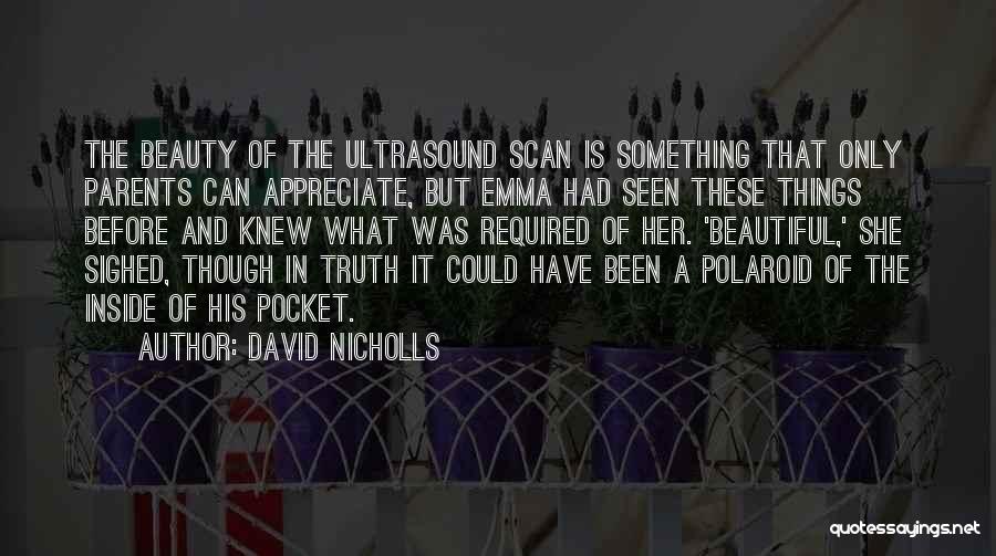 David Nicholls Quotes: The Beauty Of The Ultrasound Scan Is Something That Only Parents Can Appreciate, But Emma Had Seen These Things Before