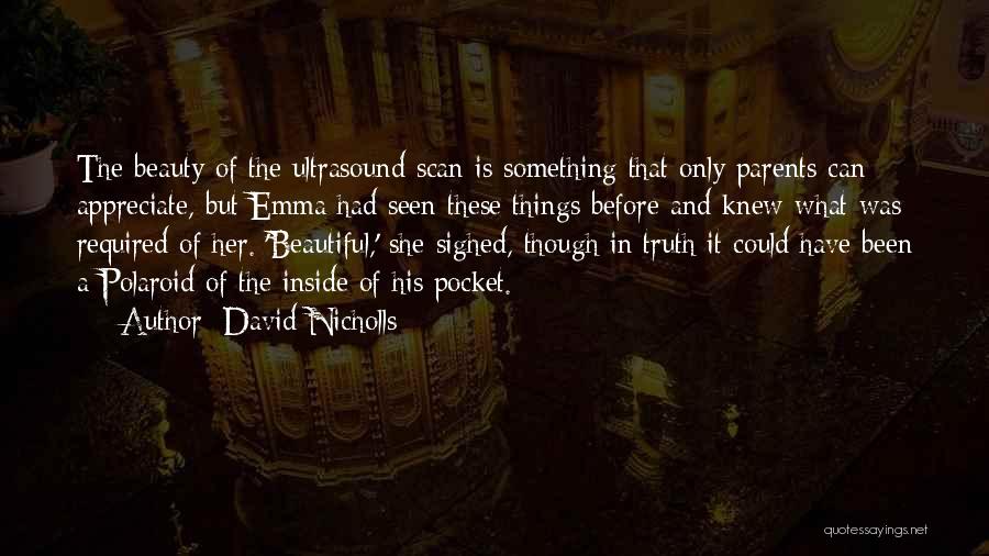 David Nicholls Quotes: The Beauty Of The Ultrasound Scan Is Something That Only Parents Can Appreciate, But Emma Had Seen These Things Before